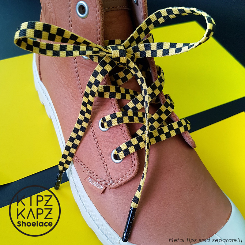 Jual Aksesoris Sneakers Kipzkapz Flat Checker Xs31 8Mm Black Yellow Original Xs31 - Flat Checker 8Mm - hoopspoint.com